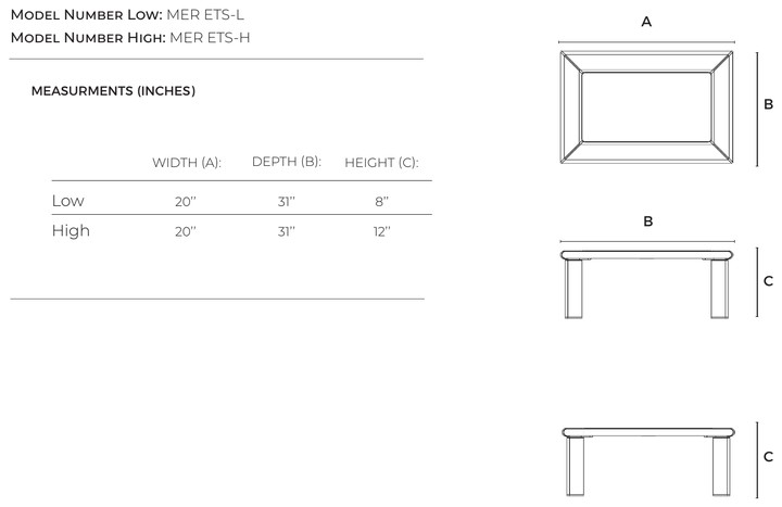 Meritage Small End Table dimensions